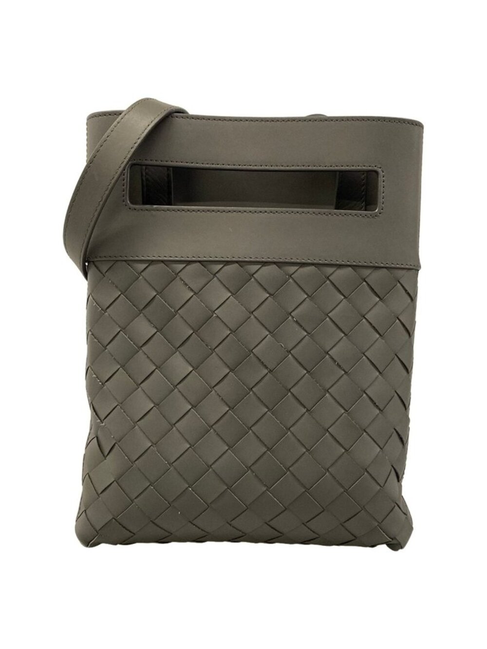 Bottega Veneta Shoulder Bag Intrecciato Gray Leather